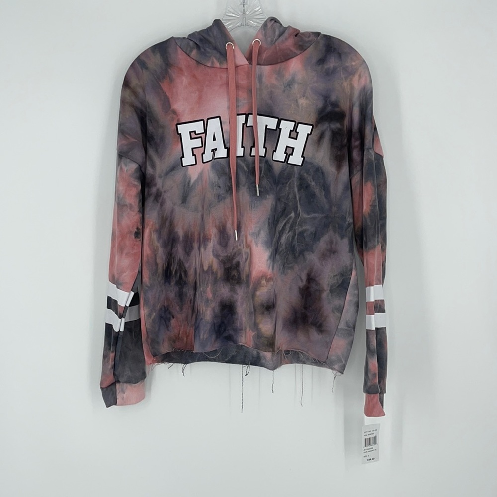 Justify Faith tie-dye distressed cropped hoodie long sleeve girls sweater small